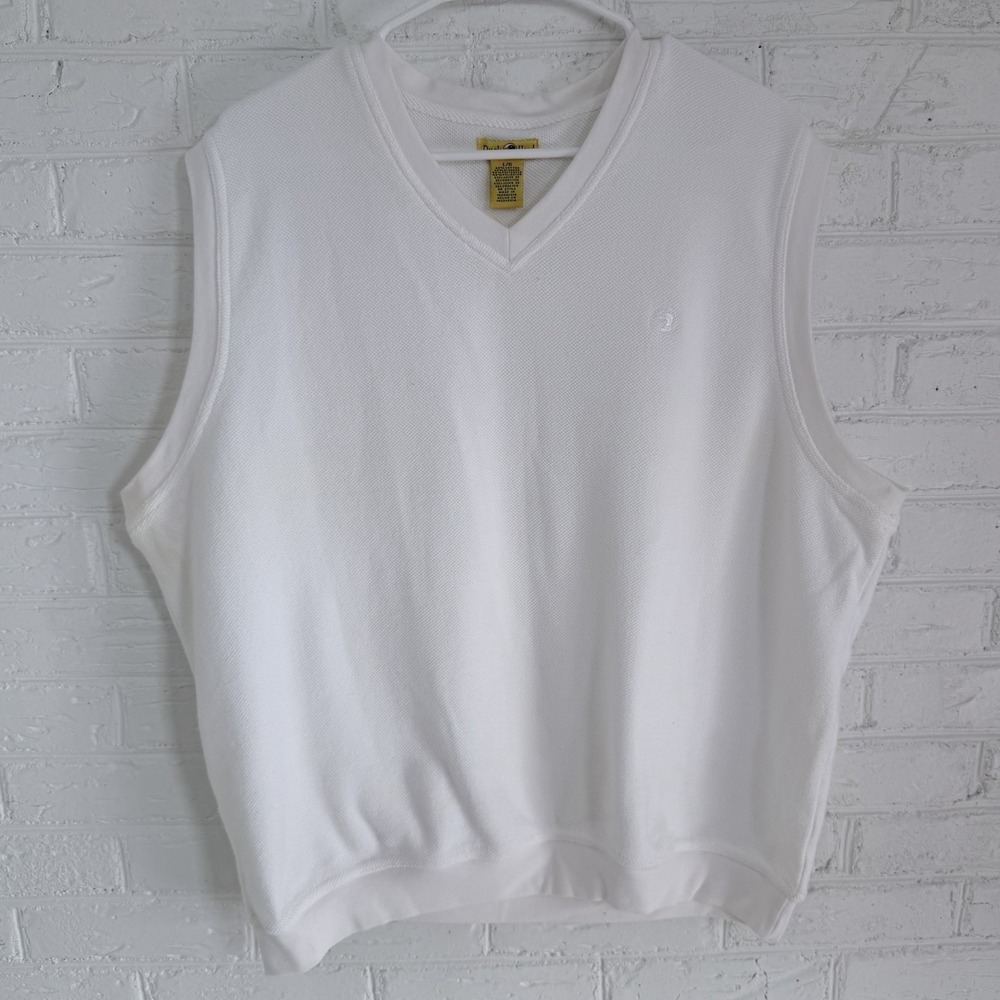 Vintage Duck Head Men's White Knit Sweater Vest Size Large. Made in the‎ USA